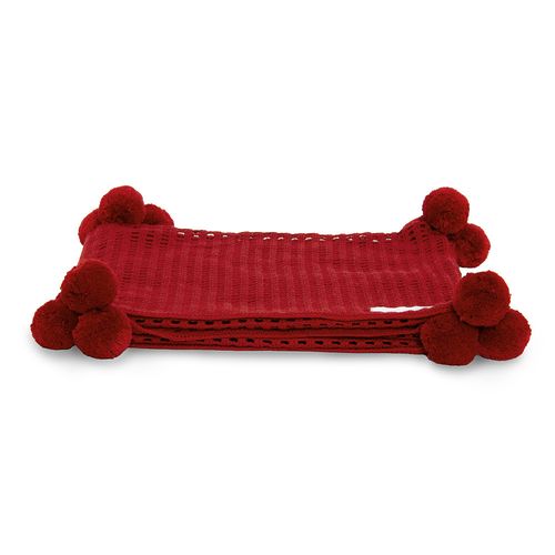 Manta para Saída de Maternidade Unissex Pompom - VERMELHO
