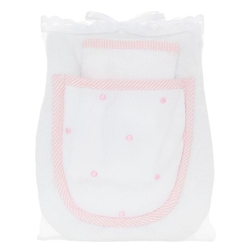 Conjunto de Babador e Fralda Bordado Poás - ROSA