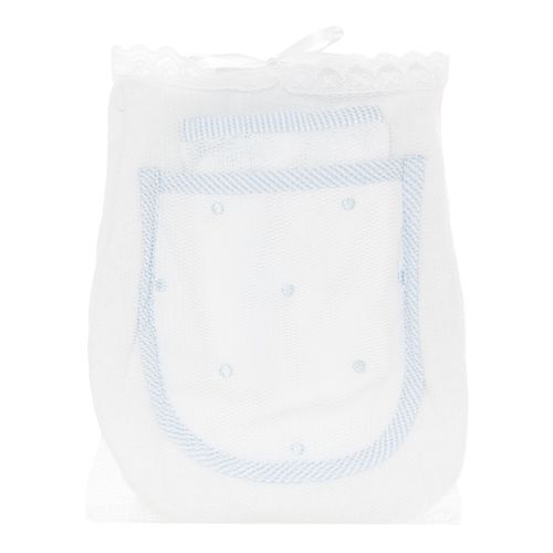 Conjunto de Babador e Fralda Bordado Poás - AZUL