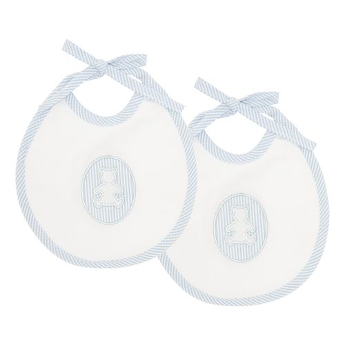 Conjunto Babador Bordado Urso Bimbi - AZUL