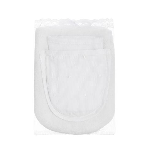 Conjunto de Babador e Fralda Bordado Poás - BRANCO