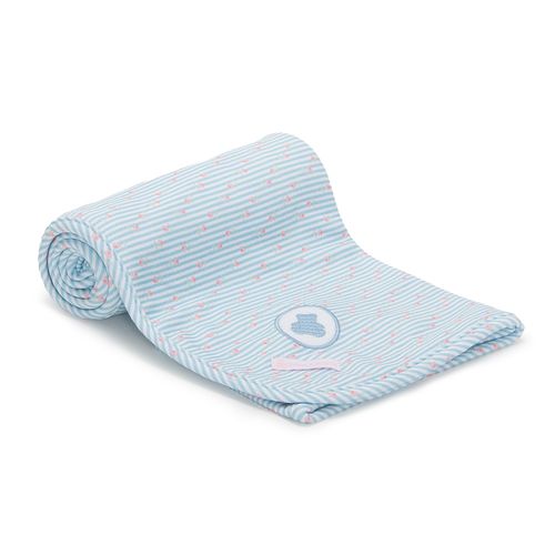 Manta de Bebê Algodão Egípcio Listras - AZUL BEBE