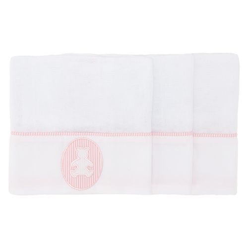 Conjunto Mini Fralda Bordado Urso Bimbi - ROSA