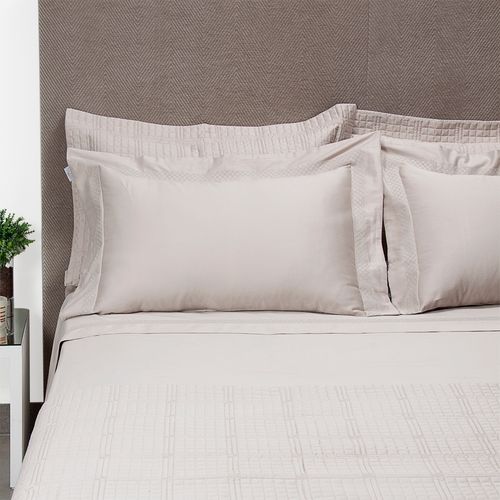 Jogo de Cama Casal 400 Fios Bordado Losango - KAKI