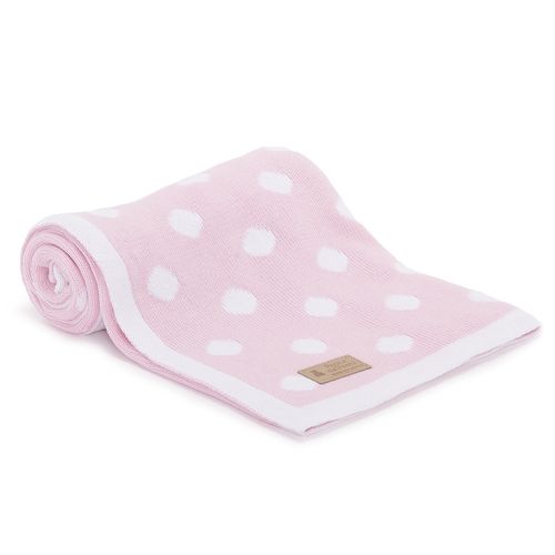 Manta Tricot de Bebê Dupla Face Poá - ROSA