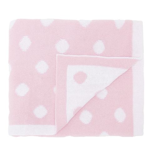 Manta Tricot de Bebê Dupla Face Poá - ROSA