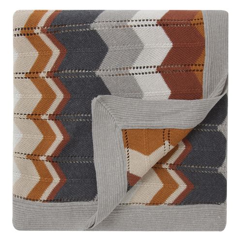 Manta Tricot Chevron - CINZA