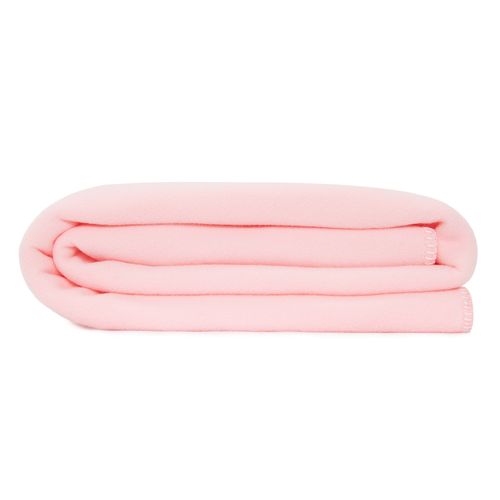 Manta de Solteiro Soft com acabamento em Crochet - ROSA BEBE