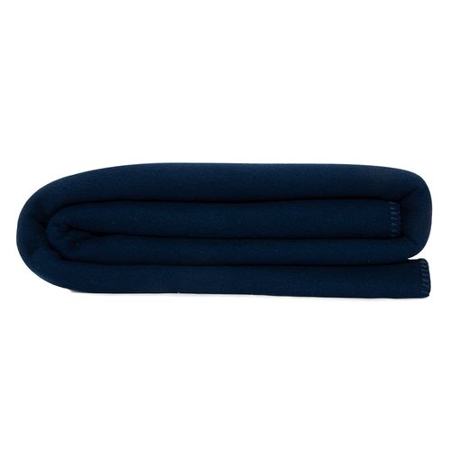 Manta de Solteiro Soft com acabamento em Crochet - AZUL MARINHO
