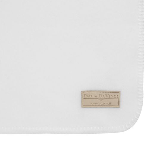 Manta de Solteiro Soft com acabamento em Crochet - BRANCO