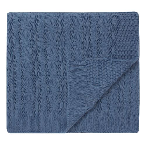 Manta Tricot Trança - AZUL