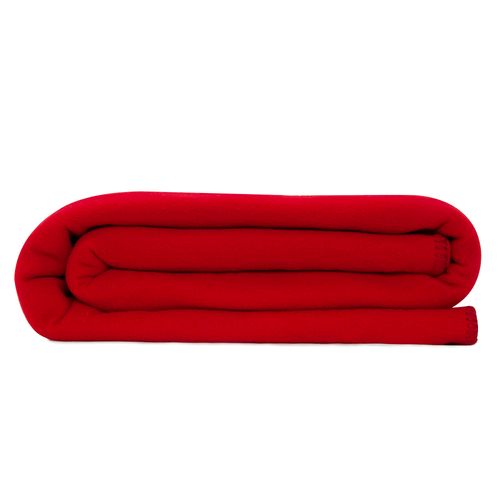 Manta de Solteiro Soft com acabamento em Crochet - VERMELHO
