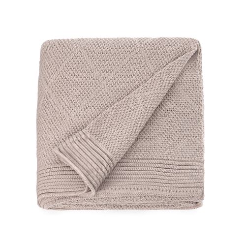 Manta Solteiro Tricot Losango - KAKI