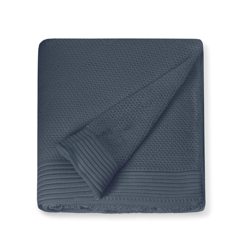 Manta Solteiro Tricot Losango - AZUL JEANS