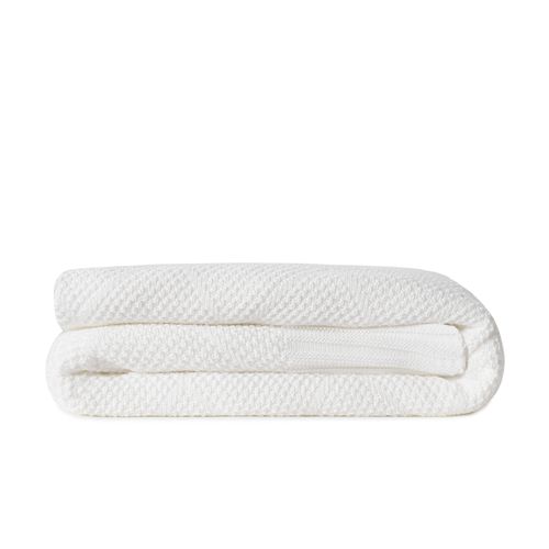 Manta Solteiro Tricot Losango - BRANCO