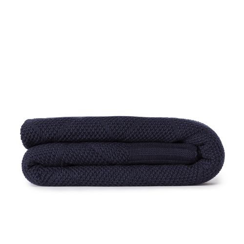 Manta Solteiro Tricot Losango - AZUL MARINHO