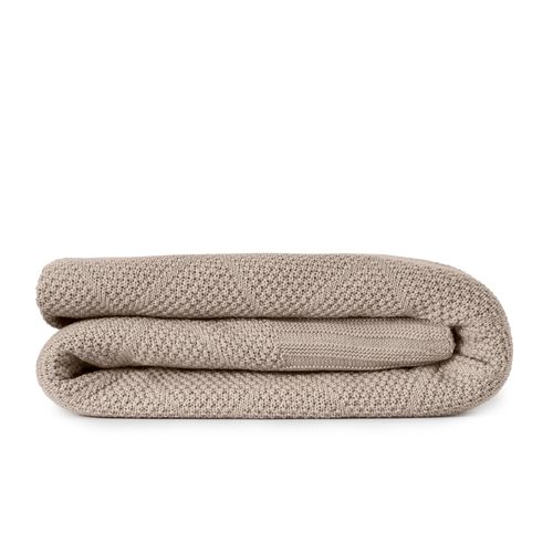 Manta Solteiro Tricot Losango - KAKI