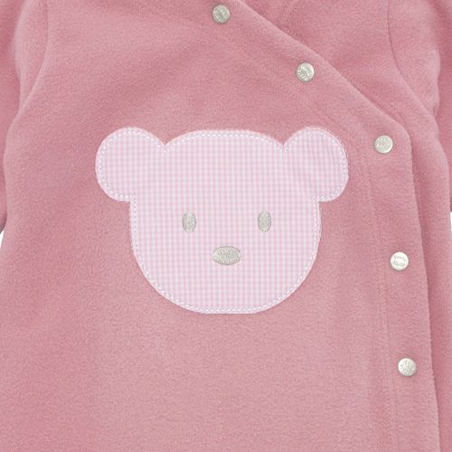 Macacão de Bebê Unissex Longo Urso Xadrez - ROSA BLUSH