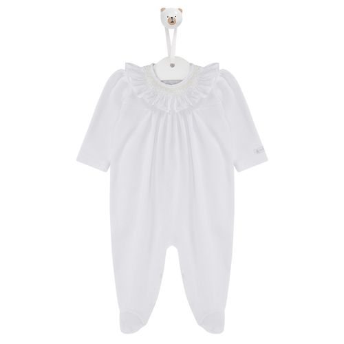 Conjunto de Saída de Maternidade Feminina com Manta em Malha - BRANCO