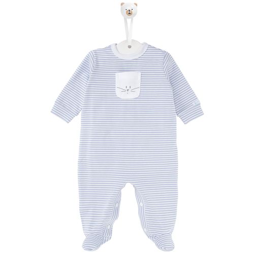 Macacão de Bebê Masculino Longo com Bolsinho Coelho - AZUL BEBE