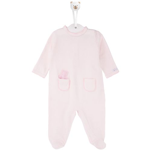 Macacão de Bebê Feminino Longo com Ursinho Removível - ROSA BEBE