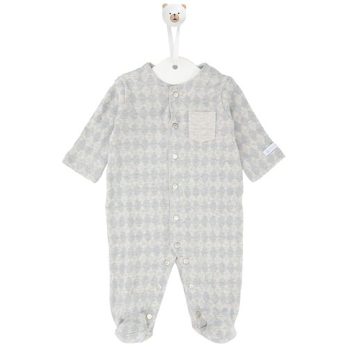Macacão de Bebê Masculino Longo com Estampa Xadrez - AZUL