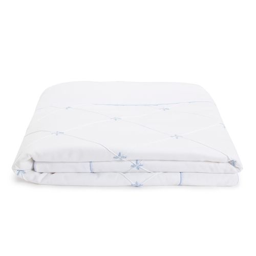 Edredon Berço de Bebê com Bordado à Mão - BRANCO/AZUL