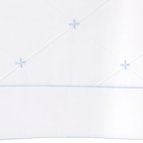 Edredon Berço de Bebê com Bordado à Mão - BRANCO/AZUL