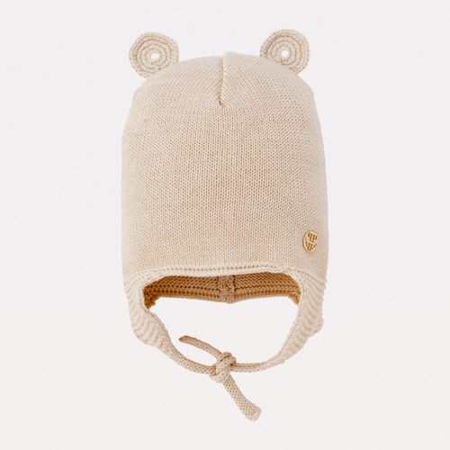 Gorro Infantil com Orelha de Crochet - OFF WHITE