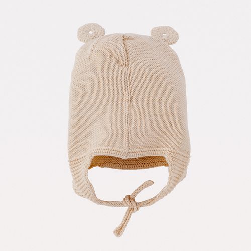 Gorro Infantil com Orelha de Crochet - OFF WHITE