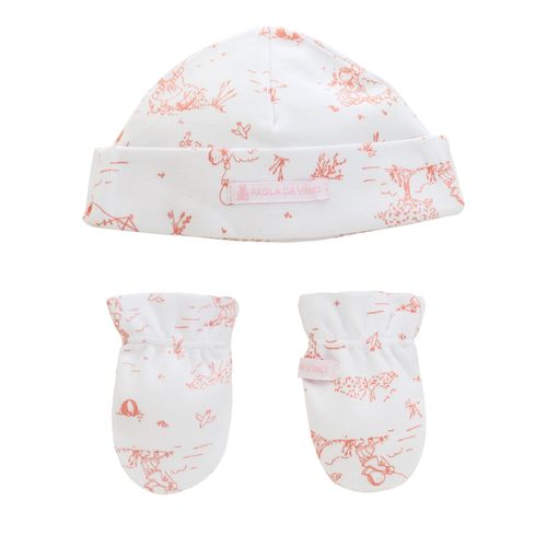 Conjunto Touca e Luvas Feminino Toile de Jouy - BRANCO
