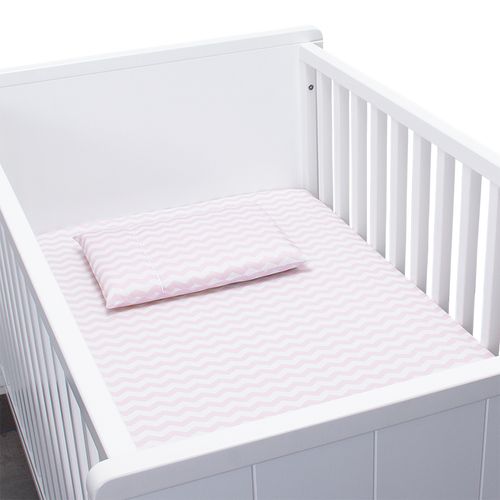 Lençol de Berço 300 Fios Chevron - ROSA BEBE