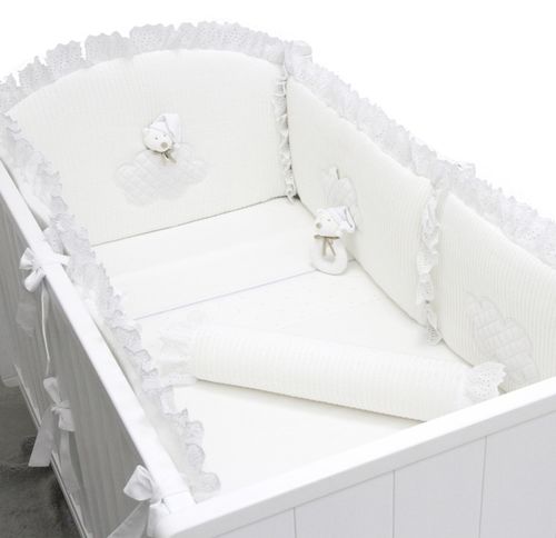 Protetor de Berço Tricot Urso Nuvem - BRANCO/BRANCO