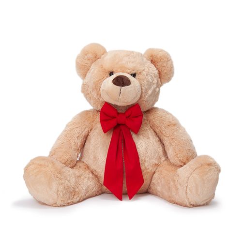 Pelúcia Urso James com Laço Vermelho - CARAMELO