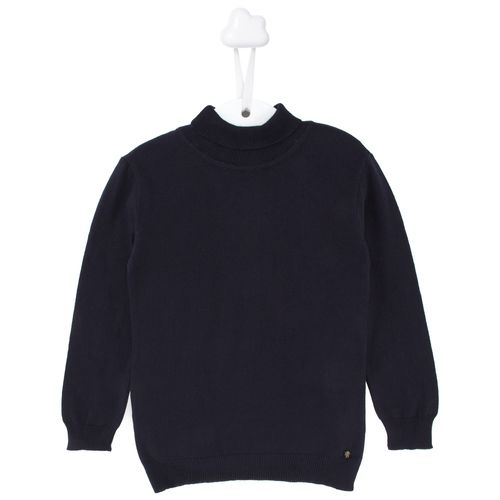 Blusa de Tricot Infantil Masculino Gola Alta - AZUL MARINHO