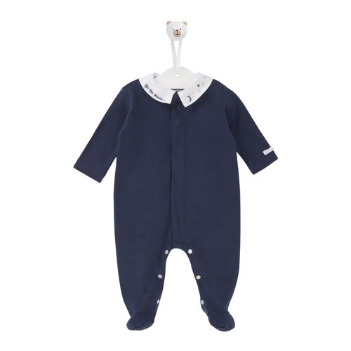 Macacão de Bebê Masculino Longo Algodão Egípcio com Bordado Moon - AZUL MARINHO
