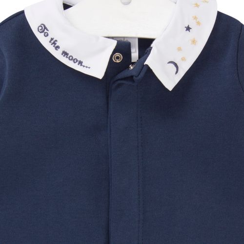 Macacão de Bebê Masculino Longo Algodão Egípcio com Bordado Moon - AZUL MARINHO