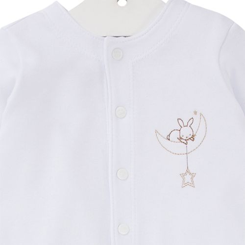 Macacão de Bebê Masculino Longo Algodão Egípcio com Bordado Estrelas - BRANCO