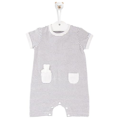 Macacão de Bebê Masculino Curto Listrado - AZUL MARINHO