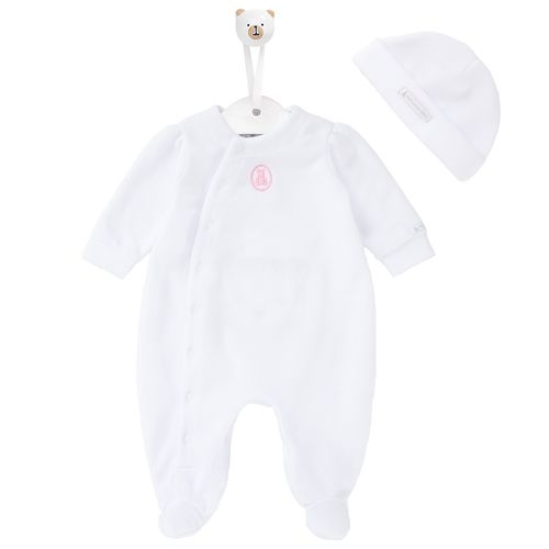 Macacão de Bebê Feminino Longo Ursinha - BRANCO
