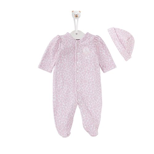 Macacão de Bebê Feminino Longo Estampa Girafa - ROSA