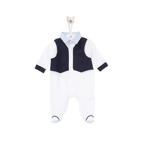 Macacão de Bebê Masculino Longo com Colete - AZUL MARINHO