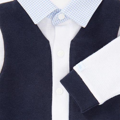 Macacão de Bebê Masculino Longo com Colete - AZUL MARINHO