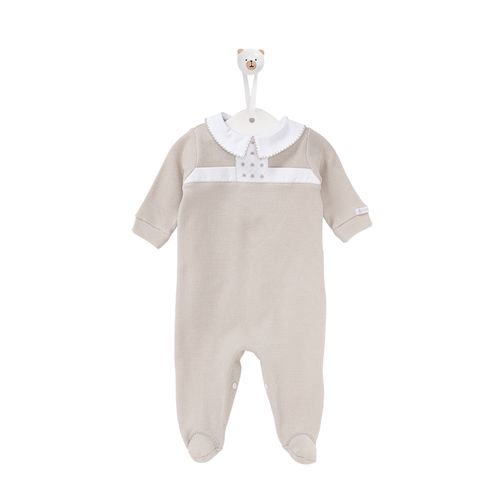 Macacão de Bebê Unissex Longo Ponto Smock - CINZA