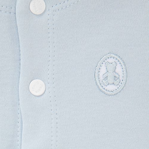 Macacão de Bebê Masculino Longo Algodão Egípcio com Bordado Coelho - AZUL