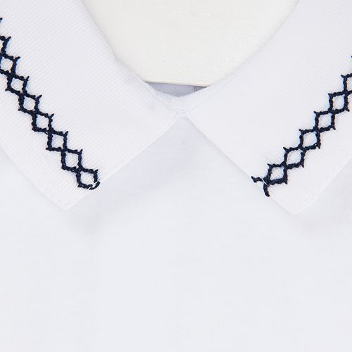 Pagão de Bebê Manga Longa com Bordado em Zig Zag Feito à Mão - AZUL MARINHO