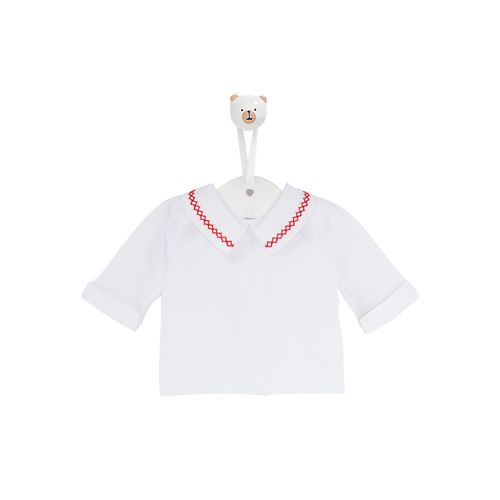 Pagão de Bebê Manga Longa com Bordado em Zig Zag Feito à Mão - VERMELHO