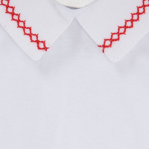 Pagão de Bebê Manga Longa com Bordado em Zig Zag Feito à Mão - VERMELHO