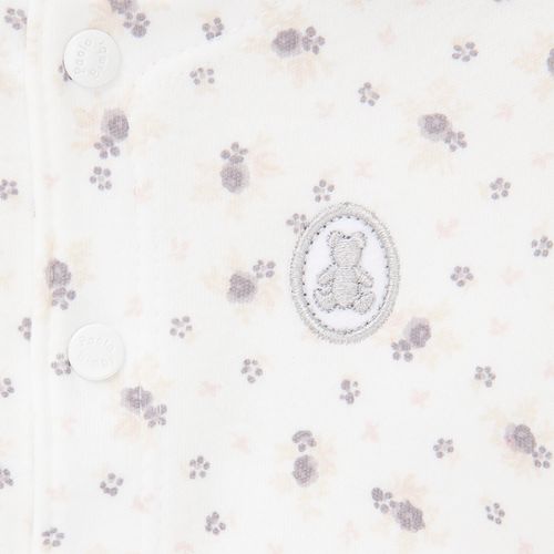 Macacão de Bebê Feminino Longo Algodão Egípcio Flores - BRANCO