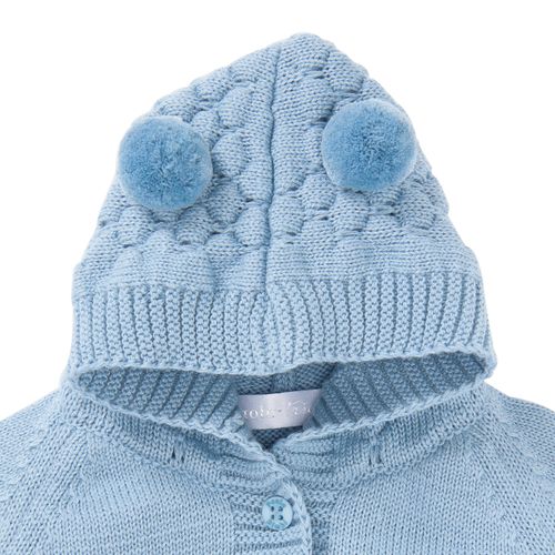 Macacão de Bebê Longo Tricot com Sapatinho - AZUL CANTO